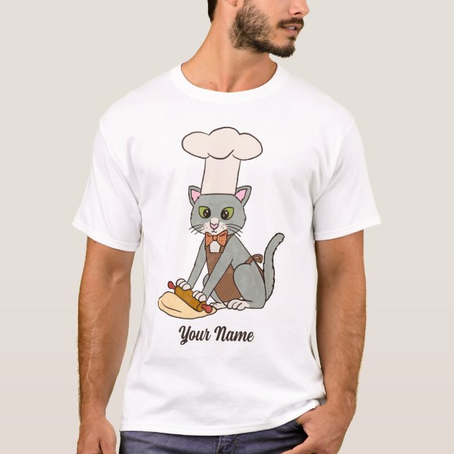 T-shirt Baker Cat - Grey Tom Pâtisserie Chef Amoureux des  (Devant)