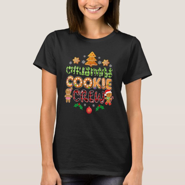 T-shirt Bakers Red Plaid Noël Cookie Crew Famille Baki (Devant)