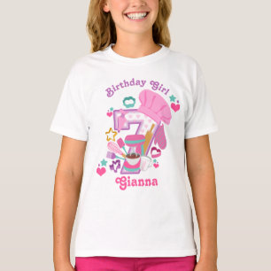 T-shirt Baking Birthday Girl Chef Seventh Birthday Shirts