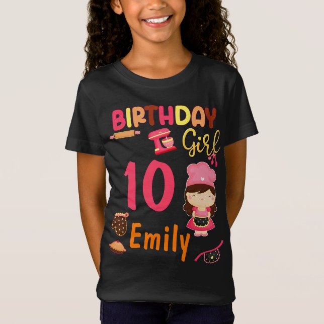 T-Shirt Baking Birthday Girl Party  (Devant)