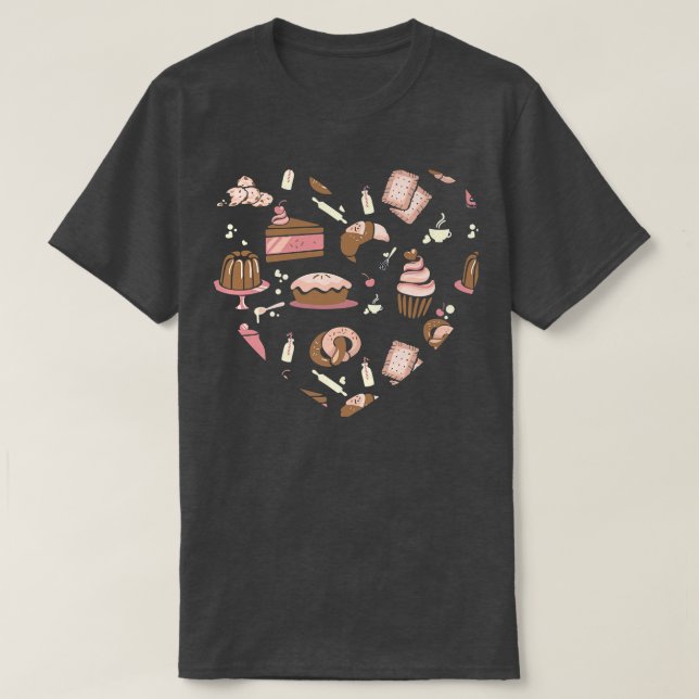 T-shirt baking cupcake cute heart muffin cooking bakery  (Design devant)