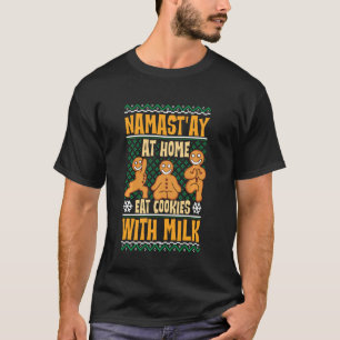 T-shirt Baking de Noël amusant Baker Namaste Yoga Gingerbr