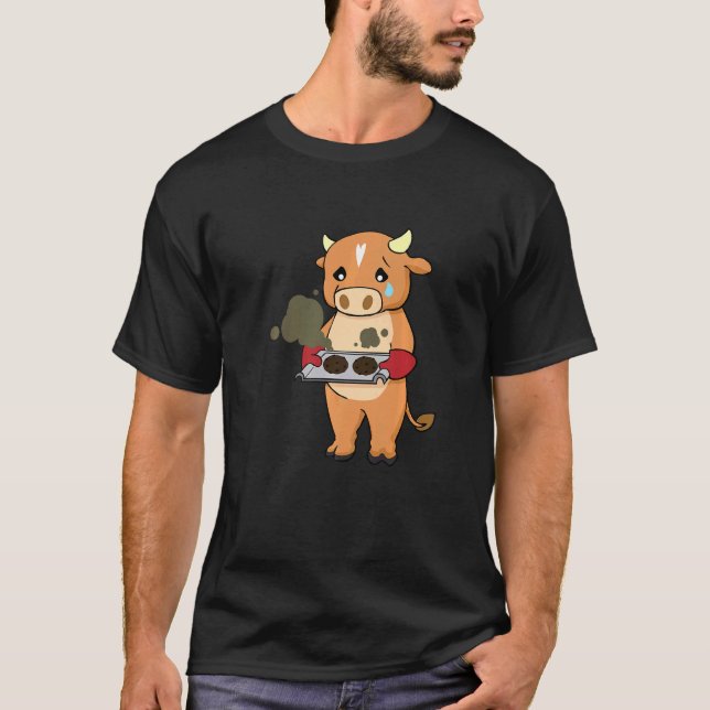 T-shirt Baking Gate Gwrong Cow Chef Cuisinier Cuisinier Cu (Devant)
