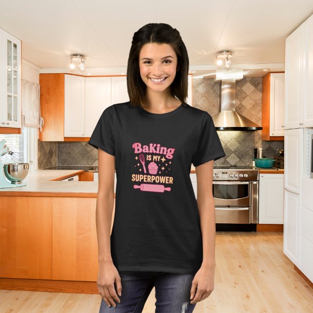 T-shirt Baking Superpower rose (Créateur téléchargé)