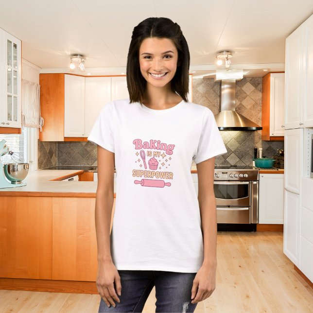 T-shirt Baking Superpower rose (Créateur téléchargé)