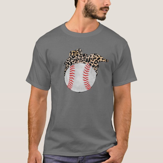 T-shirt Bal De Baseball Avec Leopard Bandana Baseball Mama (Devant)