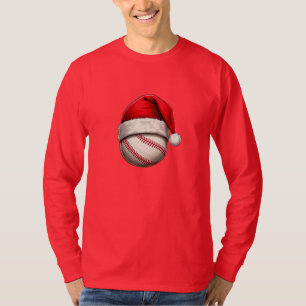 T-shirt Bal de baseball avec Santa Hat Noël