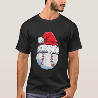 T-shirt Bal de baseball Noël Chapeau drôle Sport Noël