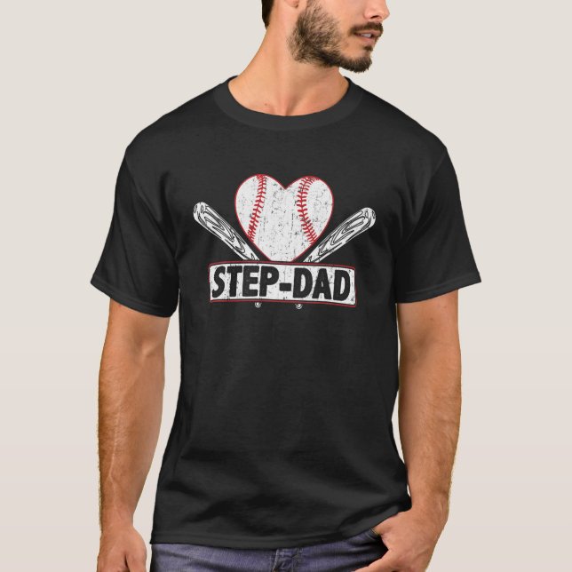 T-shirt Bal De Baseball Step-Papa Correspondant Famille So (Devant)