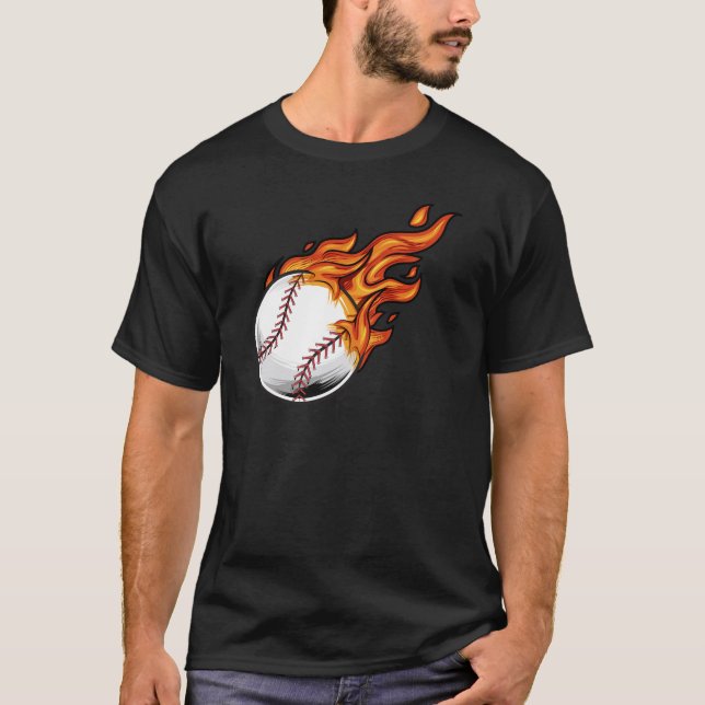 T-shirt Bal de baseball sur Flamme Ball Sports d'action ve (Devant)