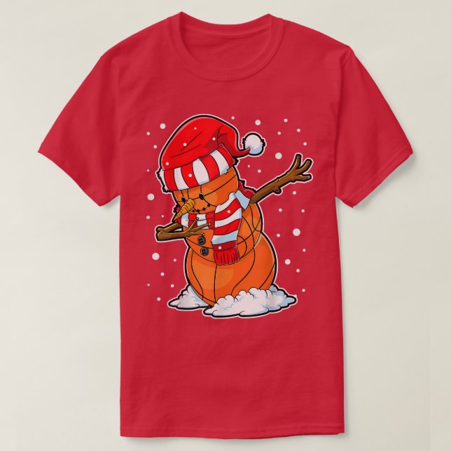 T-shirt Bal de basket-ball de Snowman Noël Père Noël Bo (Design devant)