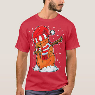 T-shirt Bal de basket-ball de Snowman Noël Père Noël Bo