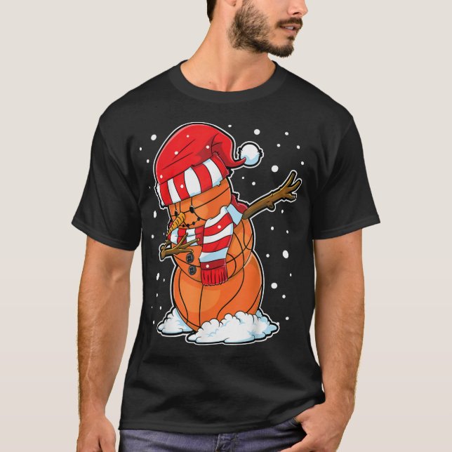 T-shirt Bal de basket-ball de Snowman Noël Père Noël Bo (Devant)