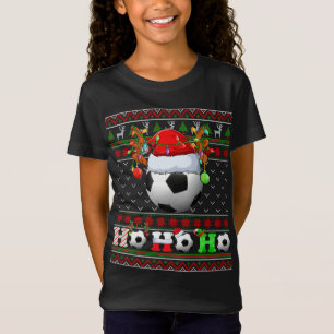 T-Shirt Bal de football amusant Noël des arbres lumières d