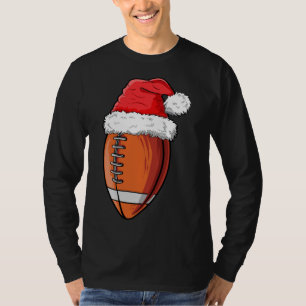 T-shirt Bal de football de Noël Santa Hat Funny Sports Xma
