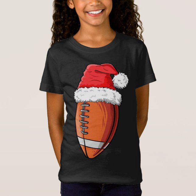 T-Shirt Bal de football de Noël Santa Hat Funny Sports Xma (Devant)