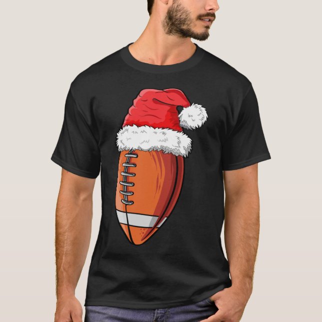 T-shirt Bal de football de Noël Santa Hat Funny Sports Xma (Devant)