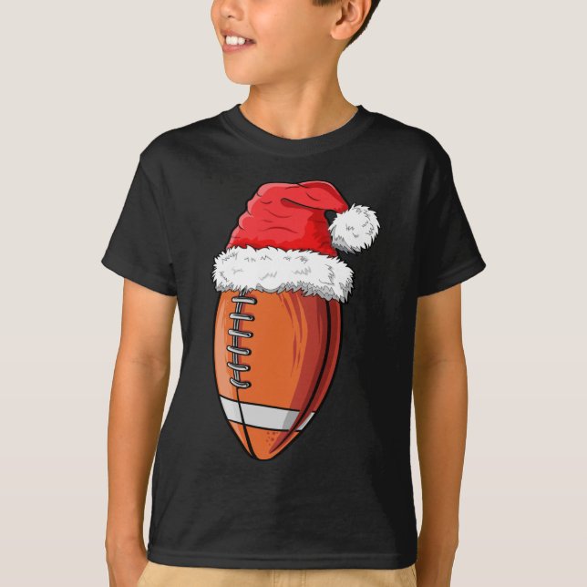 T-shirt Bal de football de Noël Santa Hat Funny Sports Xma (Devant)
