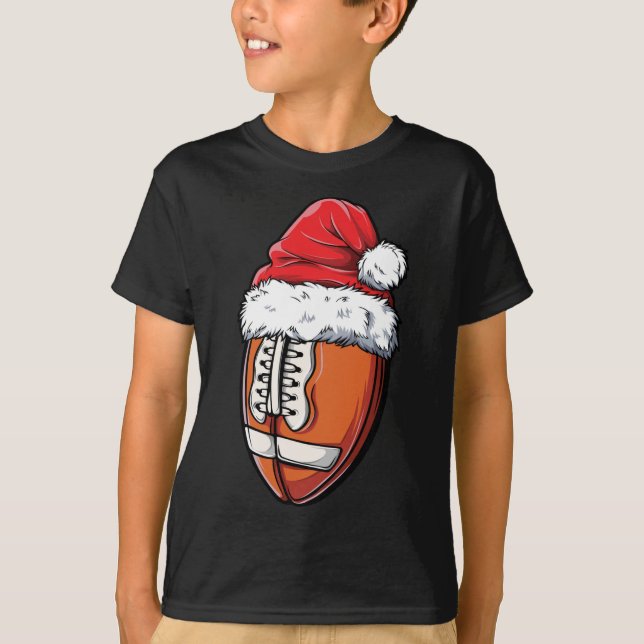 T-shirt Bal de football de Noël Santa Hat Xmas Équipe Spor (Devant)