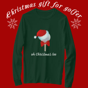 T-shirt Bal de golf avec chapeau de Santa et Bow rouge