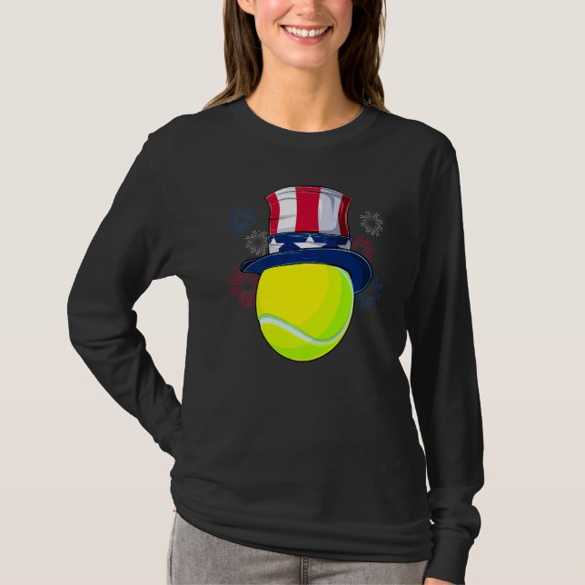 T-shirt Bal De Tennis Et Oncle Sam Casquette Drapeau Améri (Devant)