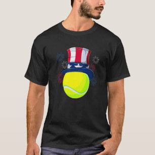 T-shirt Bal De Tennis Et Oncle Sam Casquette Drapeau Améri