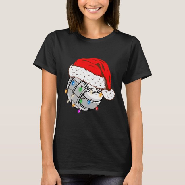 T-shirt Bal de volley-ball de Noël Santa Hat Funny Sport X (Devant)