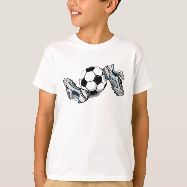 T-shirt Bal Et Chaussures De Football Pour Enfants (Devant)