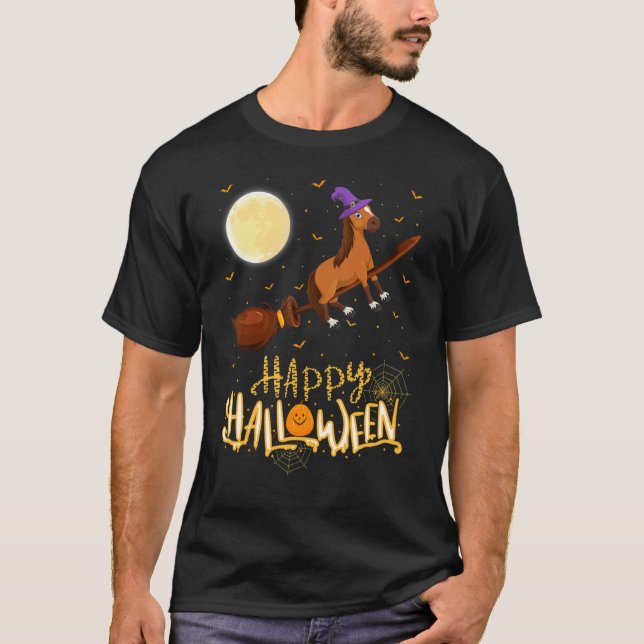 T-shirt Balade à cheval Sorcière Fusil de chasse Cheval Ha (Devant)