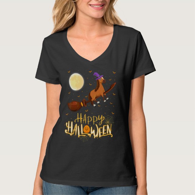 T-shirt Balade à cheval Sorcière Fusil de chasse Cheval Ha (Devant)