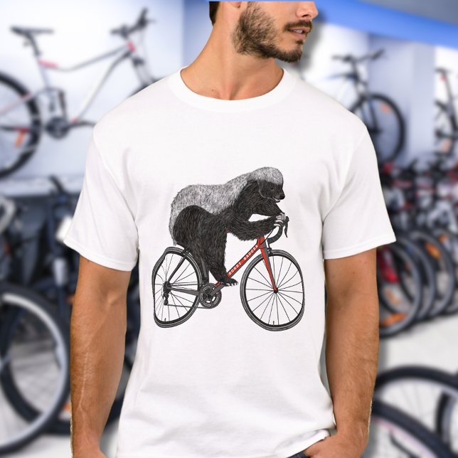 T-shirt Balade à vélo du Blaireau miel (Funny honey badger cycling on a bicycle a wild animal badass cyclist illustration )