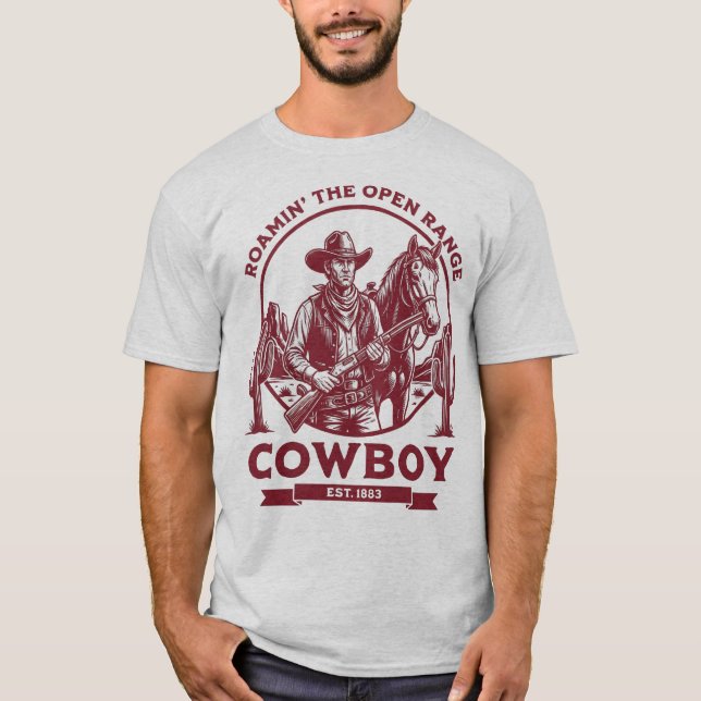 T-shirt Balade dans l'Open Range – Cowboy Occidental Vinta (Devant)