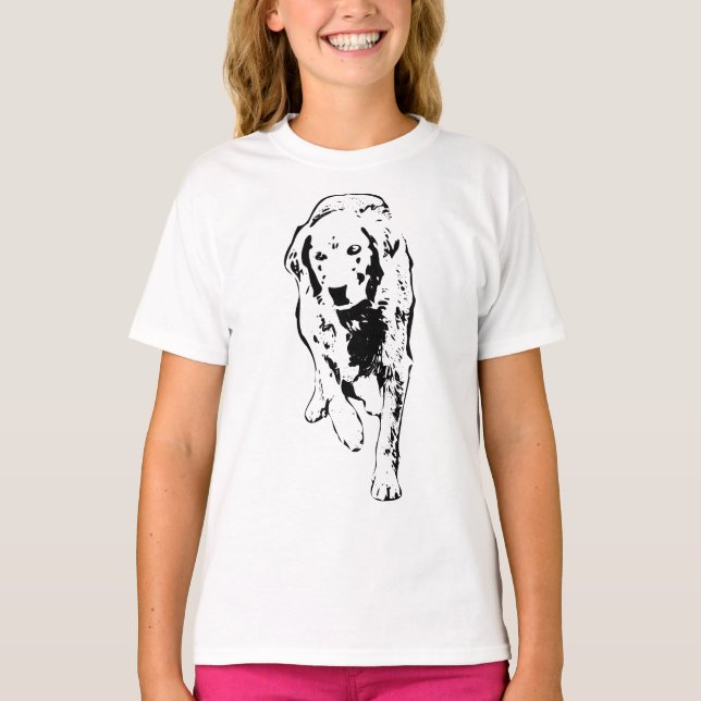T-shirt Balade d'automne, Retriever à encre (Devant)
