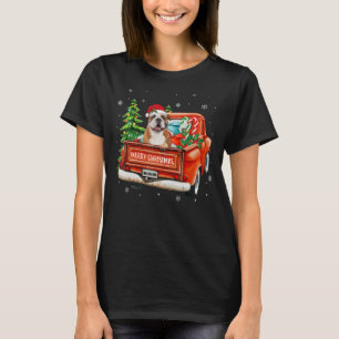 T-shirt Balade de Chien de Fer Rouge Camion Chien de Noël