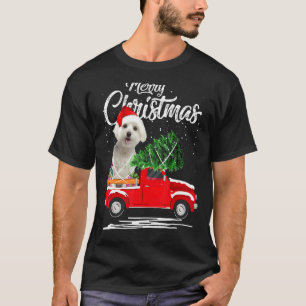 T-shirt Balade de chien maltais Camion rouge Pyjama de Noë