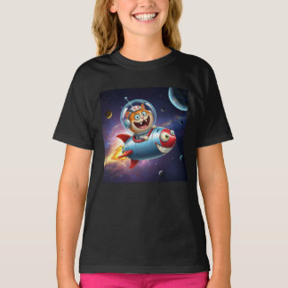 T-shirt Balade de fusée de Kitty cosmique Aventure drôle d