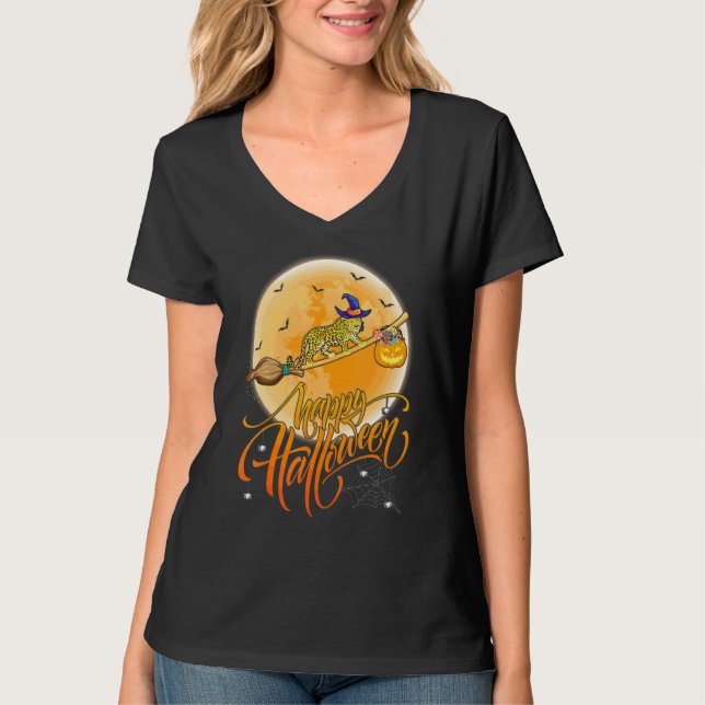 T-shirt Balade de léopard sorcière fusil de chasse lune vi (Devant)