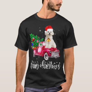 T-shirt Balade de Noël de chien maltais Camion rouge 