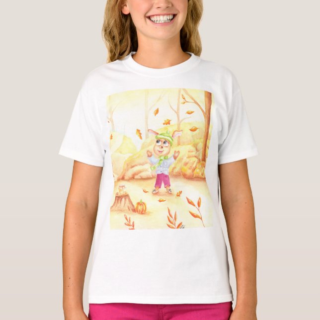 T-shirt Balade en automne dans la forêt (Devant)