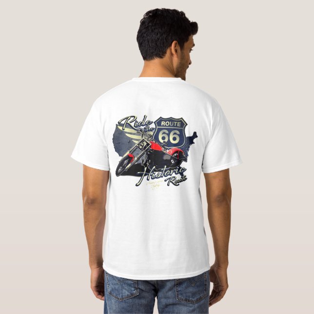 T-shirt Balade en moto sur la route historique 66 (Dos entier)