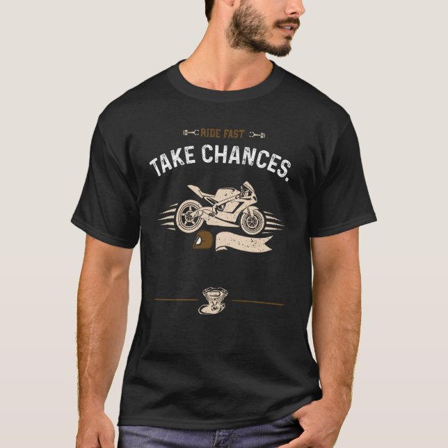 T-shirt Balade en vélo rapide des chances Moto (Devant)