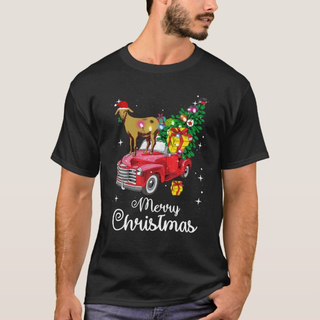 T-shirt Balades de chèvre Camion rouge Pajama de Noël (Devant)
