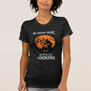 T-shirt Balai Cassé Cuisine Sorcière Chaudron Pleine Lune