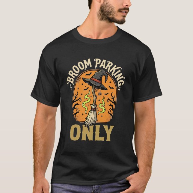 T-shirt Balai de sorcière de Halloween Parking (Devant)