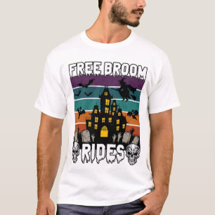T-shirt Balais Gratuits Halloween Maison Hantée Sorcière S
