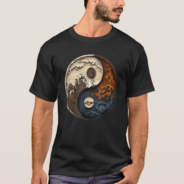 T-shirt Balance and Harmony Yin Yang Symbol Ocean Forest (Devant)