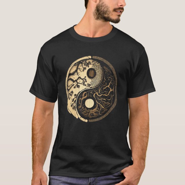 T-shirt Balance and Harmony Yin Yang Symbol with Trees (Devant)