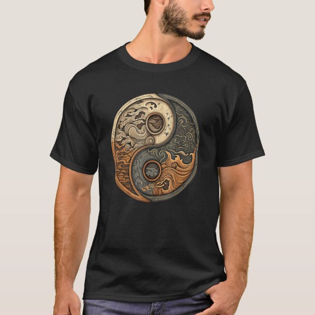 T-shirt Balance and Harmony Yin Yang Symbol with Waves 1 (Devant)