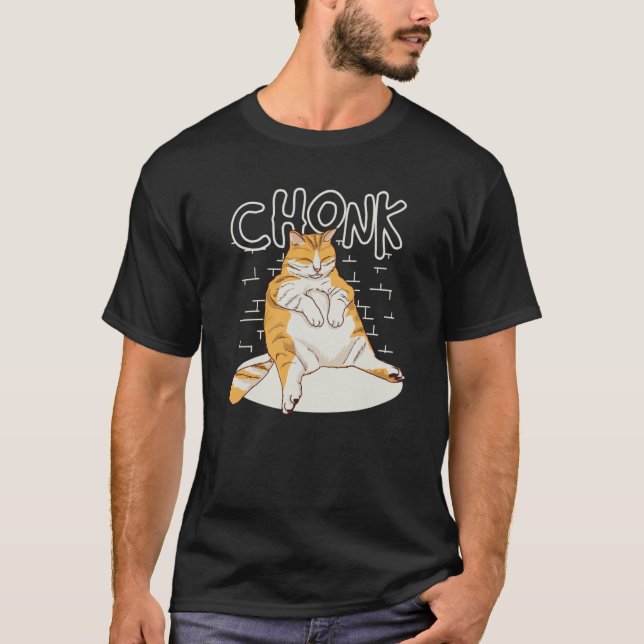 T-shirt Balance Chonk Échelle Chonky Chubby Chat Sarcasme  (Devant)