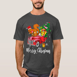 T-shirt Balayage d'écureuil Rouges Camion Rouge Noël